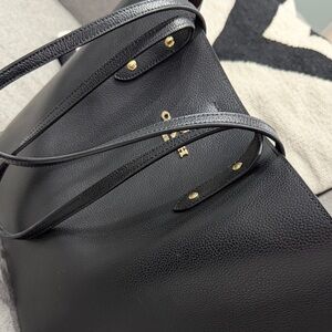 Coach Black Leather Tote with Gold Hardware